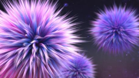 Abstract Burst of Vibrant Purple Spheres wallpaper