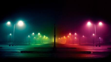 Vibrant Night Lights in a Colorful Cityscape wallpaper