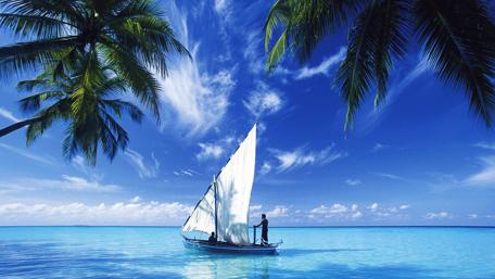 Sailing into Blissful Blue wallpaper