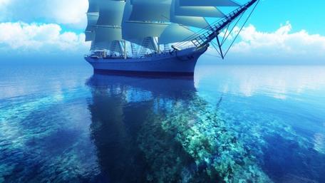 Majestic Voyage Across Tranquil Waters wallpaper