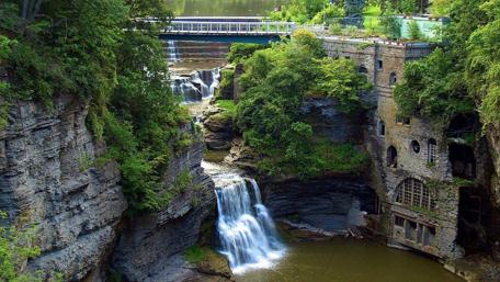 Majestic Waterfall Wonderland near Cornell University wallpaper