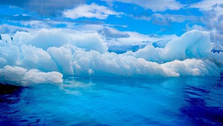 Serenity in Blue Waters and Icebergs wallpaper