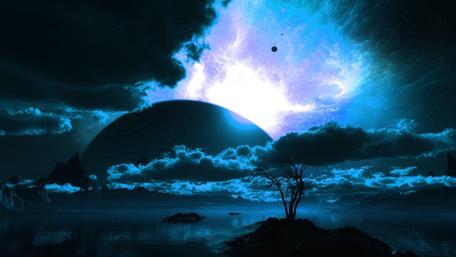 Mystical Night Sky with Futuristic Elements wallpaper