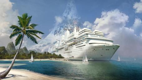 Futuristic Oasis at the Seashore wallpaper