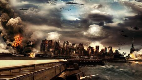 Epic Cityscape in a Turbulent Future wallpaper