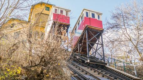 Vibrant City Funicular Journey wallpaper