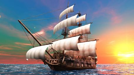 Majestic Sunset on the High Seas wallpaper