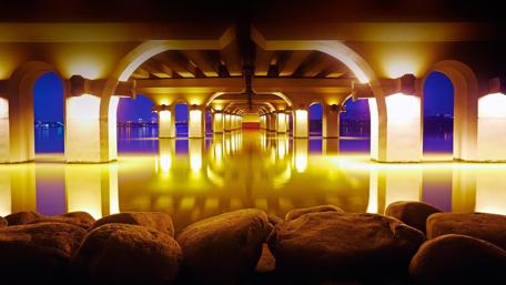 Ethereal Serenity Beneath the Bridge wallpaper