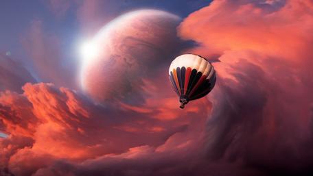 Dreamy Balloon Adventure in Colorful Skies wallpaper