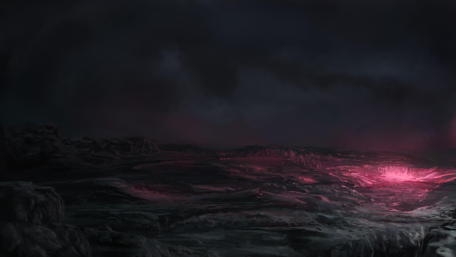 Eerie Crimson Horizon in a Dystopian Landscape wallpaper