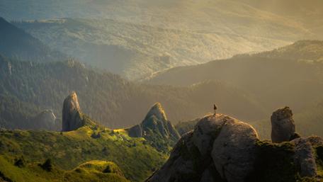 Majestic Mountains Embracing Solitude wallpaper