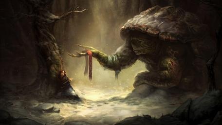 Mystical Encounter in the Dark Forest wallpaper