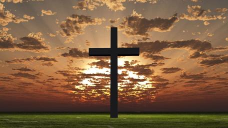 Inspiring Sunset with Cross Silhouette wallpaper