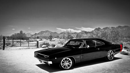 Vintage Dodge Muscle in Monochrome Elegance wallpaper