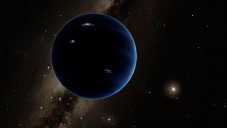 Mystical Blue Planet in the Cosmic Realm wallpaper
