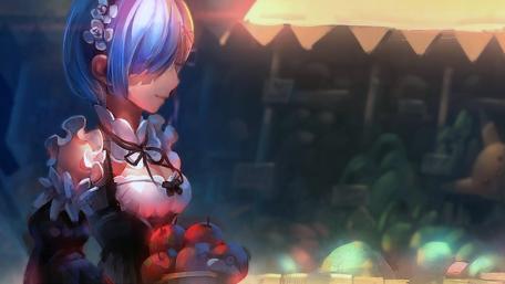 Mystical Anime Market Encounter wallpaper