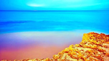 Vibrant Serenity of the Blue Sea wallpaper