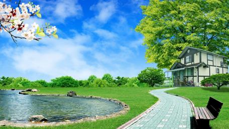 Serene Lakeside Retreat for Peaceful Living wallpaper