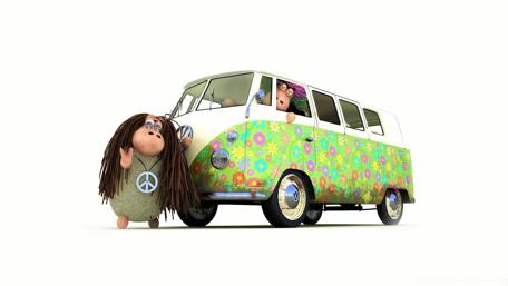 Flower-Powered VW Bus and Friends wallpaper