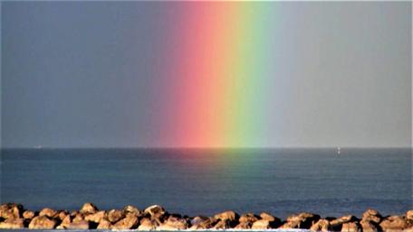 Colorful Rainbow Over Adriatic Sea at Bellaria Beach wallpaper