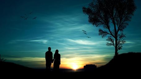 Silhouette of Love at Dusk wallpaper