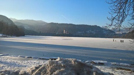 Breathtaking Winter Wonderland at Lake Bled wallpaper
