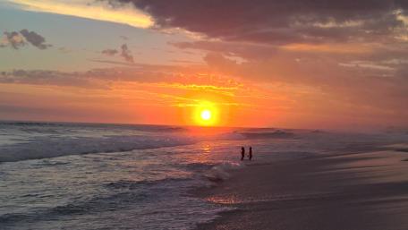 Serene Beach Sunset Over the Ocean wallpaper