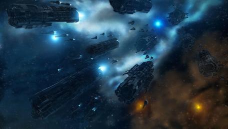 Futuristic Spacecraft in a Cosmic Dance wallpaper