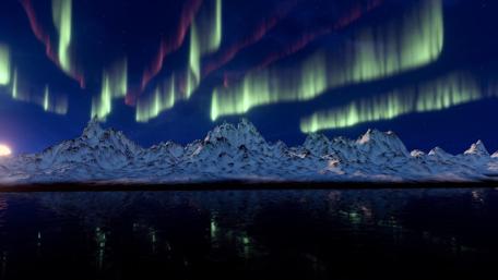 Aurora Over Majestic Mountains wallpaper