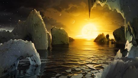 Golden Sunset on a Trappist Exoplanet wallpaper