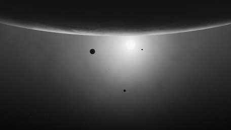 Celestial Harmony in Monochrome Space Scene wallpaper