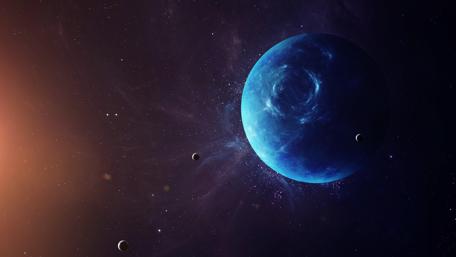 Deep Blue Planet in Space wallpaper