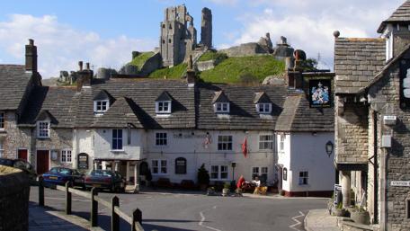 Charming Village View of Corfe Castle in England wallpaper