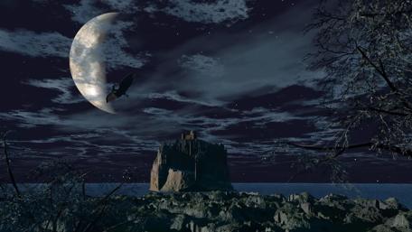 Mystical Night Over the Enchanted Sea wallpaper