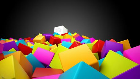 Vibrant Cubes Creating an Imaginative Landscape wallpaper