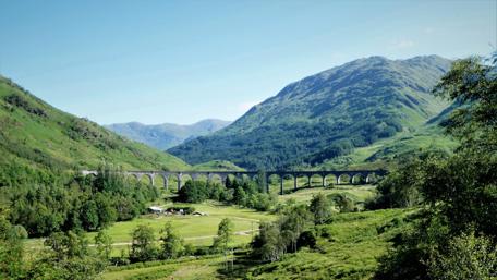 Majestic Mountain Viaduct Landscape wallpaper