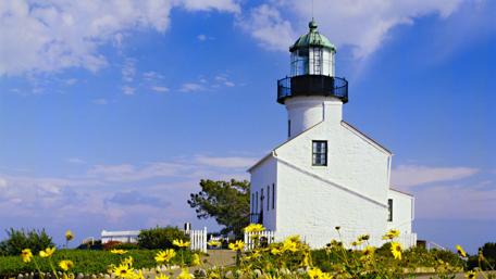 Lighthouse Serenity Under Clear Blue Skies wallpaper