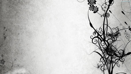 Black and White Floral Harmony wallpaper
