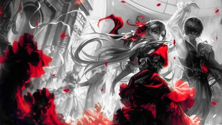 Elegant Dance of Shadows and Petals wallpaper