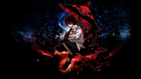 Dark Anime Warrior with Umbrella wallpaper