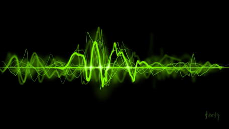 Vibrant Green Energy Waves in Motion wallpaper