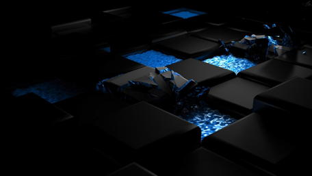 Dark Cubes Floating on Digital Water wallpaper