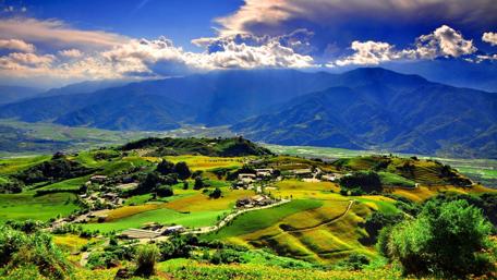 Mystical Hills Under the Sun's Embrace wallpaper