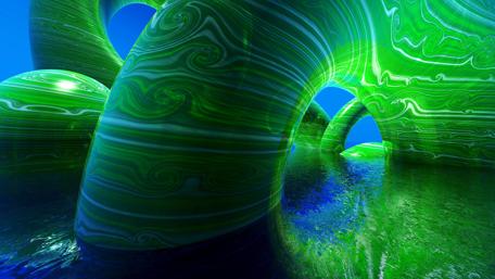 Surreal Green Watery Tubes Landscape wallpaper