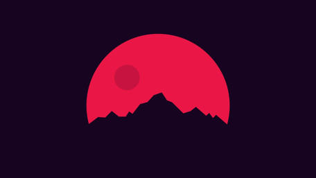 Red Horizon Over Dark Peaks wallpaper
