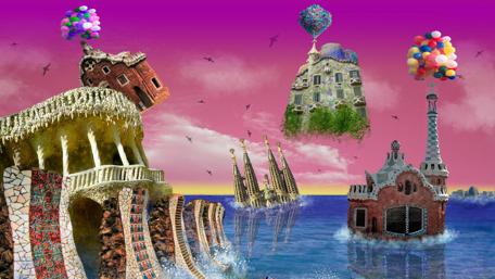 Surreal Floating Architecture in a Dreamlike Sky wallpaper