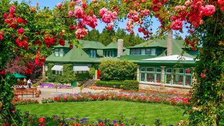 Lush Garden Estate Amidst Blooms wallpaper