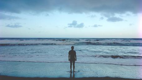 Alone by the Vast Ocean's Edge wallpaper
