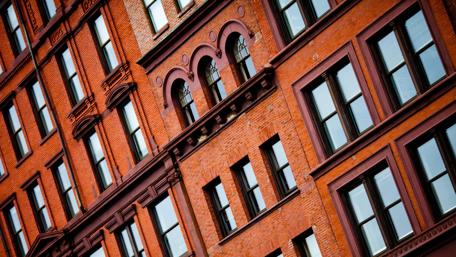 Vibrant Red Brick Facade in Boston Cityscape wallpaper