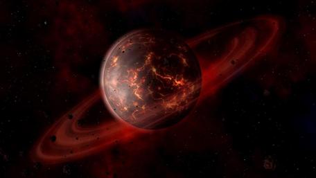 Rings of Fiery Planet X wallpaper